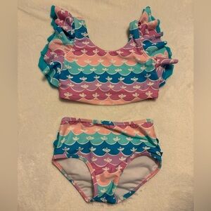 Ruffle Butts Mermaid Ruffle Shoulder Bikini Size 3